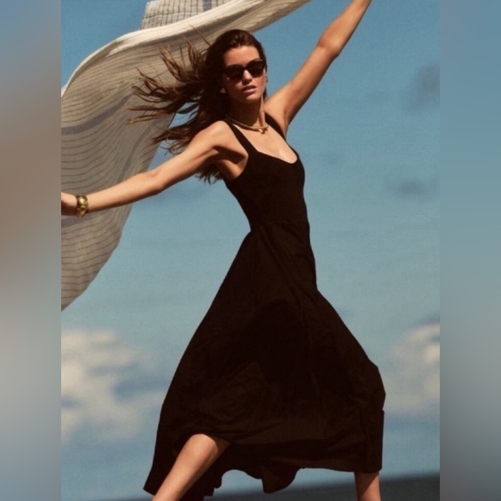Vintage J.Crew Babydoll Black Ribbed Lace Trim  Poplin Dress Size 6